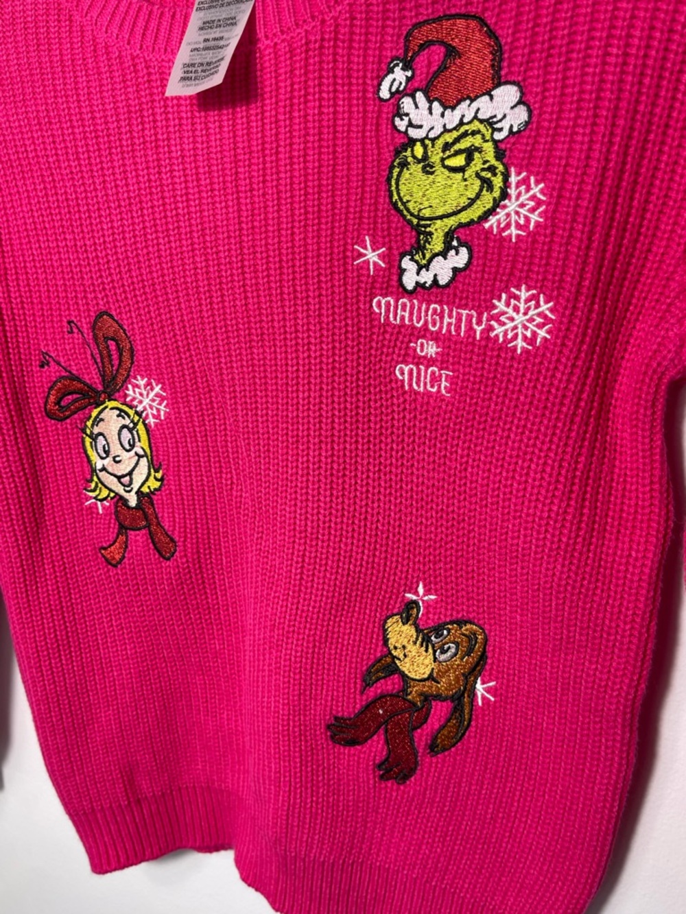 Dr. Seuss Girl Bright Pink Crewneck Sweater with Grinch Characters Size 6X NWT - Picture 4 of 7